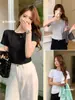 Top de verano para mujer, cuello redondo, manga corta, talla grande, adelgazante, versátil, casual, no transparente, camiseta básica, playera