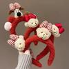 Diadema con lazo de oso, diseño de dibujos animados, con forma de perro, para lavarse la cara, regalo festivo, accesorios festivos para el cabello de color rojo para mujeres.