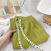 Pantalones Anchos Plisados con Cordón Pequeño para Mujer, Pantalones Casuales Versátiles de Tallas Grandes, Pantalones Rectos de Cintura Alta hasta el Suelo