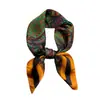 Lenço de Seda Estampado Vintage Castanha Versátil Elegante Lenço Quadrado Pequeno Feminino Lenço Decorativo Gravata de Cabelo Amarrar Bolsa Lenço de Seda Xale