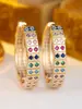 Bestseller transfronterizo: Pendientes de aro coloridos de circón con incrustación cuadrada y circón de colores mixtos, estilo vintage y elegante