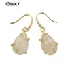 WT-E688 Pendientes Cortos de Gancho para Mujer Estilo Noble y Frío Piedra Semipreciosa Circonita Microincrustada para Regalo de Cumpleaños de Niñas