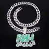Miami Joyería Europea y Americana Diamante Completo Colgante de Bolso Letra RICH Marca de Moda para Hombre Rock Hip-Hop Collar Venta al por Mayor