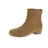 Botas Martin Retro de Tacón Grueso Nuevas Otoño e Invierno Punta Redonda Gamuza Botas Ajustadas Botas Cortas Francesas Talla Grande para Mujer