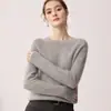Suéter 100% cachemira pura para mujer, con diseño de hombro raglán, cuello redondo engrosado, mangas largas y un estilo simple y versátil adecuado para el uso diario
