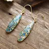 Nuevos Pendientes Largos de Turquesa Natural en Forma de Gota de Agua, Pendientes con Gancho, Accesorios de Moda Bohemianos de Diseñador Europeo, Americano, Japonés y Coreano