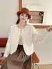 Abrigo suéter de punto de cuello redondo de un solo botón estilo coreano, nuevo modelo otoño e invierno 2026, cárdigan de punto de terciopelo de visón sintético dulce y suave para mujer