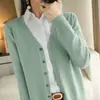 Atacado Transfronteiriço Malha Nova Estilo Primavera e Outono Cardigã Gola V Feminino Estilo Coreano Cor Sólida Solto Curto Outerwear Jaqueta Pequena