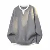 NASA SOBRE suéter estilo old money para hombre, holgado, casual, nuevo otoño 2026, sudadera de punto de imitación de dos piezas, cuello en V