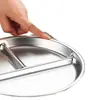 Plato de acero inoxidable 211 de 3 compartimentos para comidas para perder peso, alimentación controlada por porciones, uso doméstico para adultos, comida para una persona, plato especial de tres compartimentos