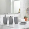 Conjunto de Banheiro de Luxo com Listras Verticais de Quatro Peças Frasco de Álcool em Gel Estilo Hotel, Copo para Escova de Dentes, Saboneteira, Combinação de Armazenamento