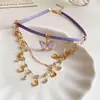 Liuxia Daizi ~ Collar de Concha de Mariposa Púrpura Taro para Mujer 2025 Nuevo Llegada Cadena para Clavícula Multicapa Accesorios de Otoño