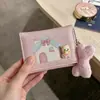 Billetera corta estilo coreano, tarjetero multifuncional, diseño lindo de caricatura, plegable, múltiples ranuras para tarjetas, clip para dinero de cuero, elegante y atractivo para estudiantes