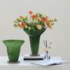 Florero de vidrio plegable con boca grande y volantes creativo Morandi, decoración suave, modelo para el hogar, decoración para sala de estar
