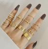 Juego de Anillos de Hoja de Metal Retro de Amazon para Mujer Moda Transfronteriza Europea y Americana Joyería de Articulación de Alta Gama Venta al por Mayor