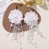 Estilo Fofo e Puro Tassel de Creme com Contas em Rede Flor Margarida DIY Grampo de Cabelo Adorno de Cabeça Corsage Sapatos e Meias Flores Acessórios
