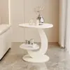 Sofá lateral de lujo ligero para sala de estar, mesa auxiliar, mesa redonda para balcón, doble capa, de alta gama, simple, creativo, mesa pequeña, mesita de noche para el hogar, mesa de centro