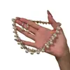 Conjunto de Colar e Brincos Lua Branca Super Fada com Diamante Sintético e Pérola Imitação, Conjunto de Corrente para Pescoço e Brincos Elegantes de Alto Padrão e Luxo Leve