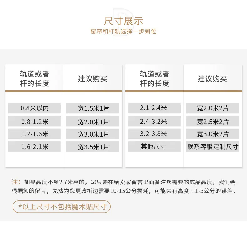 尺寸表