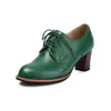 Fabricante Calzado de Mujer Estilo Británico Punta Redonda Con Cordones Zapatos de Tacón Alto Talla Grande Calzado de Mujer Comercio Exterior Transfronterizo Dropshipping 3-711 Stock Disponible