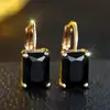 Brincos de Pedras Preciosas Retangulares Multicores Rongxing para Comércio Exterior, Cravação de Quatro Garras, Design Simples, Brincos Femininos para Mercados Internacionais