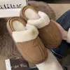 Pantuflas de Algodón Birkenstock para Mujer 2026 Estilo Nuevo Otoño/Invierno Antideslizantes Suela Gruesa Felpa Cálidas para Exteriores Punta Cerrada Pantuflas de Piel