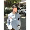 Suéter Holgado Versátil para Pareja Ins Otoño e Invierno Nuevo Chaqueta Cardigan Bordada con Perro Retro Americano para Hombres y Mujeres