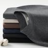 Camiseta masculina de seda e lã pesada 300g, manga longa, gola semi-alta, base, camisa quente, gola interna, outono