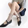 Calcetines de Malla para Pantorrilla Estilo Coreano de Primavera y Verano Calcetines de Red Transparente Ultra Delgados de Lunares Calcetines de Encaje Retro con Lazo para Ballet