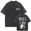 Camiseta Gráfica Lavada Vintage Rapper Milo J La Vida Era Mas Corta para Hombres y Mujeres