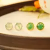 Pendientes de Plata de Ley S925 Incrustados de Esmeralda Verde Africana Pendientes Bambú Redondo Exquisitos Antiguos Moda Versátil