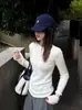 Suéter de punto con borde enrollado y cuello redondo para mujer, nuevo top básico de otoño e invierno, adelgazante, estilo europeo y americano, elegante para ir al trabajo