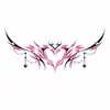 Pegatina de Tatuaje Temporal para Pecho Alas de Corazón Oscuro Gradiente Negro y Rosa Clavícula Sexy Pegatina Impermeable