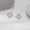 Pendientes de Moda Coreana S925 con Circonita y Diseño Único que Hacen que el Rostro Parezca Más Delgado, Pendientes Geométricos de Cubo para Mujer