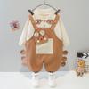 Ropa de Otoño para Bebé Niña 3 Ropa Infantil Estilo Western 4 Conjunto de Dos Piezas para Bebé Overol para Niña de Un Año Traje de Primavera y Otoño para Niño