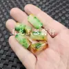 Verde esmeralda con flores flotantes tubo recto Lu Lutong jade cuentas sueltas color marrón amarillento cuentas de arroz agujero grande Lu Lutong accesorios de joyería DIY cuentas