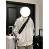 Jaqueta moletom estilo americano, peso pesado, com três listras e gola alta, jaqueta esportiva casual masculina da moda, para primavera/outono, corte solto, com zíper