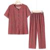 Traje de verano para mamá, camisa de manga corta para abuela, ropa para mujeres de mediana edad y mayores, cárdigan holgado para señora mayor, conjunto de dos piezas