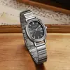 Moda Transfronteriza Ovalada Eslabón de Bambú Correa de Acero Reloj de Pulsera Plateado de Moda para Mujer con Esfera de Cuarzo y Acero Inoxidable