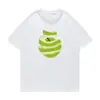 Camiseta negra de manga corta con estampado de manzana verde de seda de leche, unisex, corte holgado, nuevo top de verano de nicho estilo americano