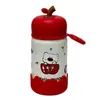 Mini taza térmica de dibujos animados con temática de manzana, una botella de agua linda y elegante para niñas, portátil y compacta, perfecta para llevar de viaje.