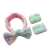 Faixa de Cabelo para Spa e Pulseiras de Pulso Combinando para Lavar o Rosto Pele Suave Laço Macio para Maquiagem Facial Faixa de Cabelo para Banho