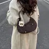 Bolsa Única com Laço Bolsa em Formato de Meia-Lua para Mulheres Nova Moda 2025 Bolsa Simples de Ombro para Axila Bolsa de Ombro Único Transversal