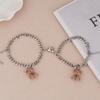 Moda Transfronteriza Más Vendido Acero Inoxidable Flocado Oso Tridimensional Colgante Corazón Hebilla Magnética Pulsera Ajustable para Pareja