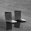 Textura de couro de vaca outono e inverno novo estilo coreano simples bico quadrado versátil temperamento salto baixo botas de montaria mulheres calce fácil botas de cano médio mulheres
