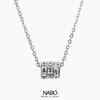 Compre tres y llévese uno. Collar con rueda de transferencia de diamantes de imitación cuadrados de princesa, lleno de diamantes, chapado en acero de titanio y oro K, preservación del color duradera.