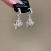 Brincos Geométricos Redondos Florais Zircônia Pérola Super Flash Agulha de Prata Brincos Simples Personalizados Brincos de Design de Nicho para Mulheres
