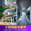 Escultura de pavilhão paisagístico em aço inoxidável, corredor externo de formato irregular, coreto de estrutura de aço para parque, projeto de corredor metálico para jardim