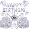 Set de globos de látex con lentejuelas en forma de corona de estrella de cinco puntas en forma de corazón, color oro rosa y dorado, globos para decoración de fiesta de cumpleaños