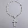 Nuevo collar de cruz de diamantes transfronterizo con personalidad de hip-hop retro y colgante de cruz dominante de calavera entre Europa y Estados Unidos